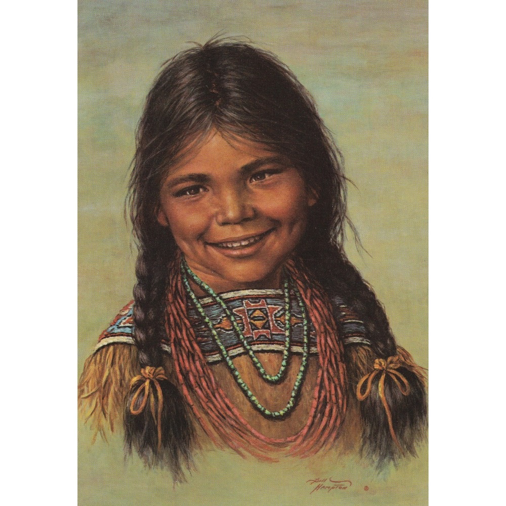 Vintage Leanin Tree Sugar and Spice Card Bill Hampton Western Native Portrait